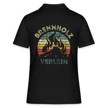 Brennholz Verleih - Ironie - Spruch - Frauen Polo Shirt - Schwarz - Hinten - Ailine (174cm)