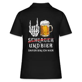 Schlager und Bier - Dafür bin ich hier - Metal - Frauen Polo Shirt - Schwarz - Hinten - Ailine (174cm)