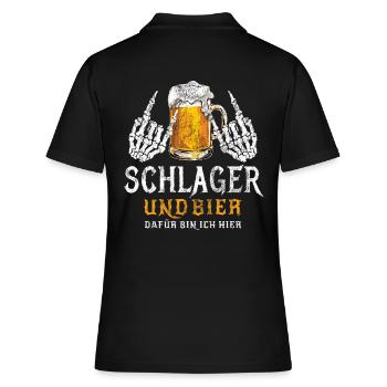 Schlager und Bier - Dafür bin ich hier - Metal - Frauen Polo Shirt - Schwarz - Hinten - Ailine (174cm)