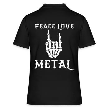 Peace Love Metal - Heavy Metal Music - Women's Polo Shirt - black - Back - Ailine (174cm)