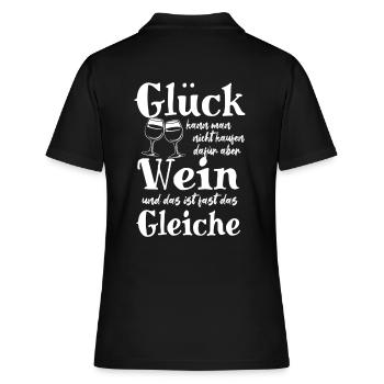 Glück kann man nicht kaufen - aber Wein - Frauen Polo Shirt - Schwarz - Hinten - Ailine (174cm)
