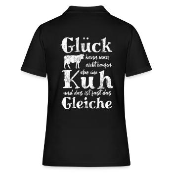 Glück kann man nicht kaufen - aber eine Kuh - Frauen Polo Shirt - Schwarz - Hinten - Ailine (174cm)