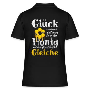 Glück kann man nicht kaufen - aber Honig - Frauen Polo Shirt - Schwarz - Hinten - Ailine (174cm)