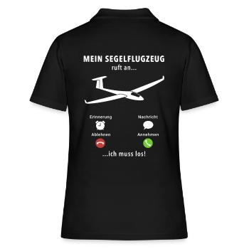 Mein Segelflugzeug ruft an - ich muss los - Spruch - Frauen Polo Shirt - Schwarz - Hinten - Ailine (174cm)
