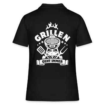 Grillen geht immer - Grill Fan - Spruch - Frauen Polo Shirt - Schwarz - Hinten - Ailine (174cm)