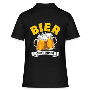 Bier geht immer - Spruch - Frauen Polo Shirt - Schwarz - Hinten - Ailine (174cm)