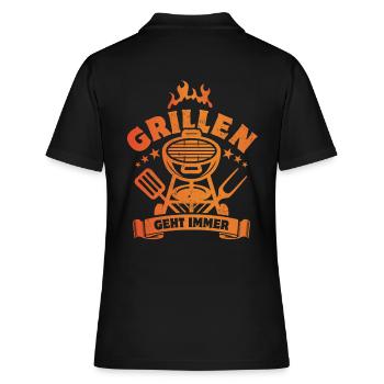 Grillen geht immer - Grill Fan - Spruch - Frauen Polo Shirt - Schwarz - Hinten - Ailine (174cm)
