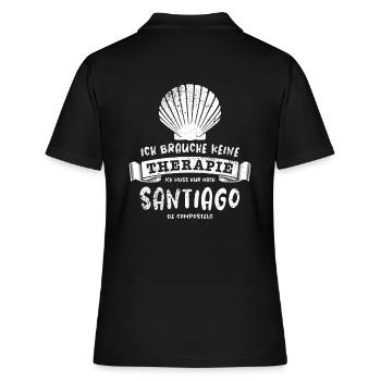 Camino - Jakobsweg - Pilgertour - Santiago - Frauen Polo Shirt - Schwarz - Hinten - Ailine (174cm)