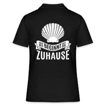 Der Weg beginnt bei dir zu Hause - Camino - Pilger - Frauen Polo Shirt - Schwarz - Hinten - Ailine (174cm)