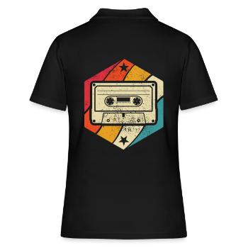 Cassette - Mixtape Audio Cassette Magnetic Tape retro - Women's Polo Shirt - black - Back - Ailine (174cm)