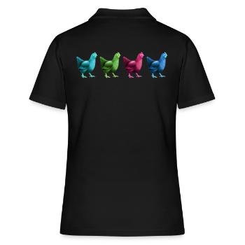 hühner hühnerleben auf dem dorf retrohuhn - Frauen Polo Shirt - Schwarz - Hinten - Ailine (174cm)