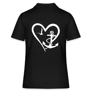 anker segeln seefahrt küste kapitän schiff - Frauen Polo Shirt - Schwarz - Hinten - Ailine (174cm)