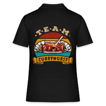 Team Currywurst - Fast Food - Vintage Retro - Frauen Polo Shirt - Schwarz - Hinten - Ailine (174cm)