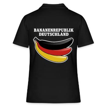 Bananenrepublik Deutschland Satire - Frauen Polo Shirt - Schwarz - Hinten - Ailine (174cm)