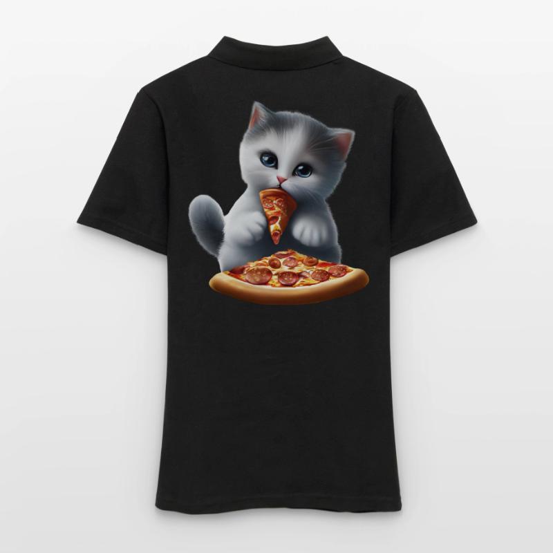 Cat eats pizza Women's Polo Shirt
