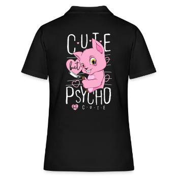 Mignon mais psychopathe. chat rose chat fou fou - Polo Femme - noir - Dos - Ailine (174cm)