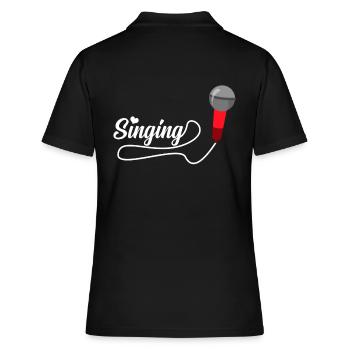 Singen - Frauen Polo Shirt - Schwarz - Hinten - Ailine (174cm)