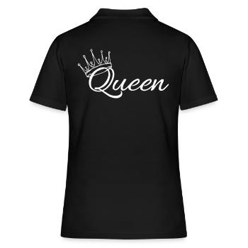 Queen King Queen Pärchenoutfit - Frauen Polo Shirt - Schwarz - Hinten - Ailine (174cm)