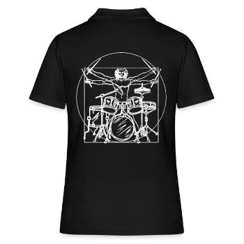 Cadeau de kit de batterie: dessin Da Vinci - Polo Femme - noir - Dos - Ailine (174cm)