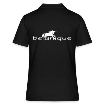 BE UNIQUE Motiv mit Einhorn für Mädchen und Frauen - Frauen Polo Shirt - Schwarz - Hinten - Ailine (174cm)