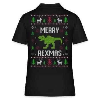 Dino Dinosaur T-Rex Ugly Christmas Christmas - Women's Polo Shirt - black - Back - Ailine (174cm)