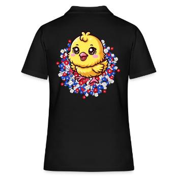 Blumen Küken Blume - Frauen Polo Shirt - Schwarz - Hinten - Ailine (174cm)