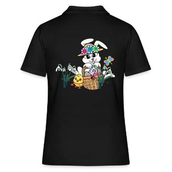 Ostern Osterhase Ostereier Kinder Osterfest Eier - Frauen Polo Shirt - Schwarz - Hinten - Ailine (174cm)