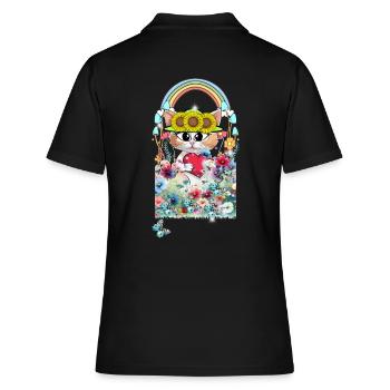 Chat Fleurs Jardin Enfants Filles - Polo Femme - noir - Dos - Ailine (174cm)