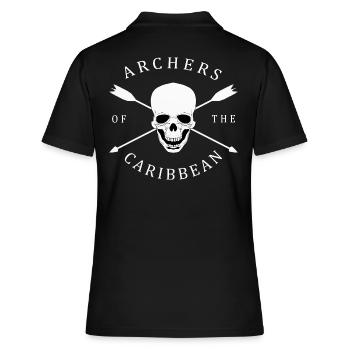 funny archery motif with skull, arrows - Women's Polo Shirt - black - Back - Ailine (174cm)