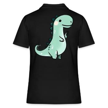 Cute crayon dinosaur - Women's Polo Shirt - black - Back - Ailine (174cm)