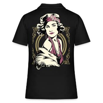 Flappers Mädchen VIOLETT - Frauen Polo Shirt - Schwarz - Hinten - Ailine (174cm)