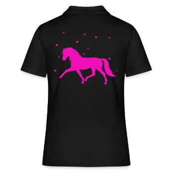 Chevaux, coeur, équitation, chemise, filles, femmes - Polo Femme - noir - Dos - Ailine (174cm)