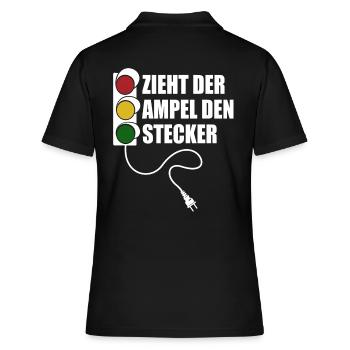Zieht der Ampel den Stecker - Spruch - Frauen Polo Shirt - Schwarz - Hinten - Ailine (174cm)
