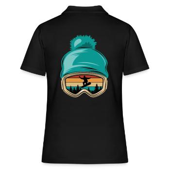 Snowboard, Halfpipe, Wintersport, Skibrille - Frauen Polo Shirt - Schwarz - Hinten - Ailine (174cm)
