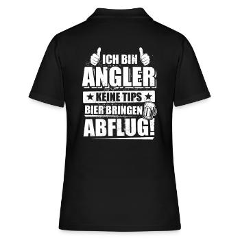 Ich bin Angler - keine Tips - Bier bringen, Abflug - Frauen Polo Shirt - Schwarz - Hinten - Ailine (174cm)