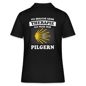 Ich brauche keine Therapie ich muss nur Pilgern - Frauen Polo Shirt - Schwarz - Hinten - Ailine (174cm)