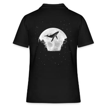 La baleine vole dans la nuit - Rêve surréaliste - Polo Femme - noir - Dos - Ailine (174cm)