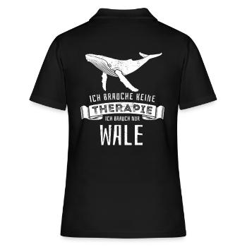 Ich brauche keine Therapie - ich brauch nur Wale - Frauen Polo Shirt - Schwarz - Hinten - Ailine (174cm)