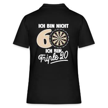 Ich bin nicht 60 ich bin Triple 20 Geburtstag Dart - Frauen Polo Shirt - Schwarz - Hinten - Ailine (174cm)