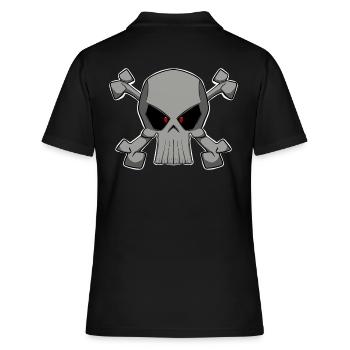 Cooler Totenkopf im Piratenflaggen Stil Shirt - Frauen Polo Shirt - Schwarz - Hinten - Ailine (174cm)