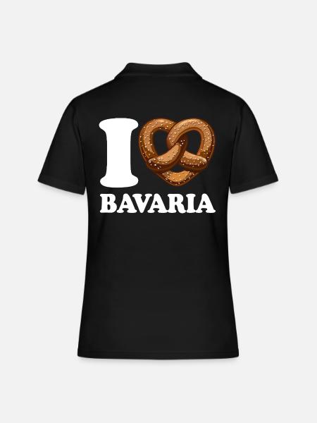 I Love Bavaria Brezel - Herz - Spruch - Frauen Polo Shirt - Schwarz