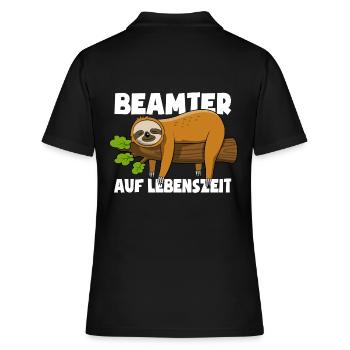 Faultier Beamter auf Lebenszeit - Spruch - Frauen Polo Shirt - Schwarz - Hinten - Ailine (174cm)