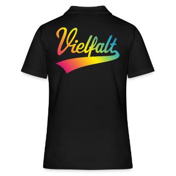 Vielfalt (Diversity / PNG) - Frauen Polo Shirt - Schwarz - Hinten - Ailine (174cm)