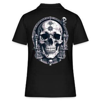 Skull - Frauen Polo Shirt - Schwarz - Hinten - Ailine (174cm)