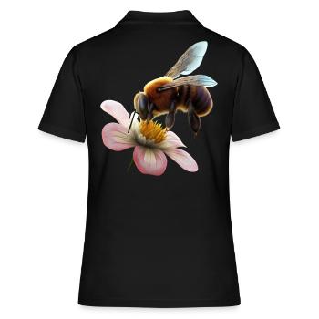 Biene auf Blume - Frauen Polo Shirt - Schwarz - Hinten - Ailine (174cm)