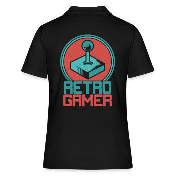 Retro Gamer Joystick - Frauen Polo Shirt - Schwarz - Hinten - Ailine (174cm)