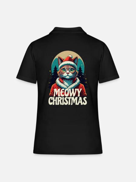 Meowy Christmas - Regalo con Gatto - Polo donna - nero