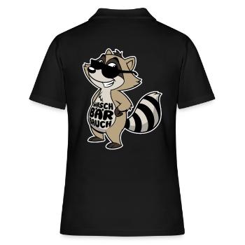 Waschbär Bauch - Waschbrett Bauch Sport Geschenk - Frauen Polo Shirt - Schwarz - Hinten - Ailine (174cm)