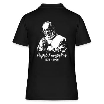 Papst Franziskus faltet die Hände und betet - Frauen Polo Shirt - Schwarz - Hinten - Ailine (174cm)