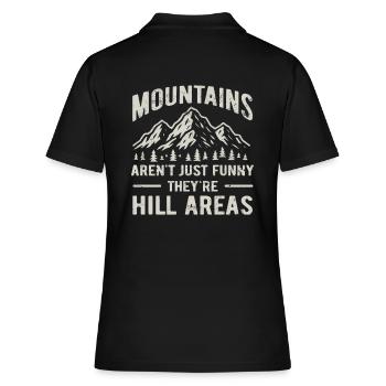 Mountains are hill areas - hilarious pun - Frauen Polo Shirt - Schwarz - Hinten - Ailine (174cm)